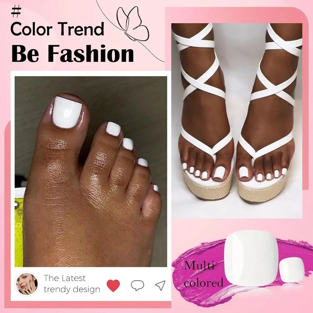 120pcs New Pure Color Press on Toenails Acrylic Artificial Fake Toe Nails Fake Toenail Women